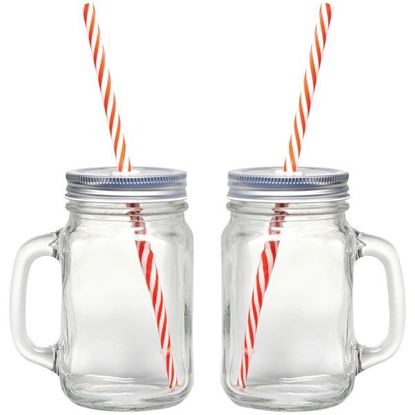 2PK MASON JAR MUG STRW