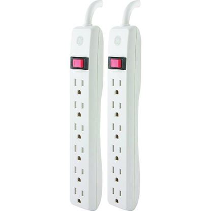 6OUT 2PK PWR STRIP WHT