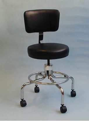 Classic Doctors Stool W- Back W- Foot Ring  Casters