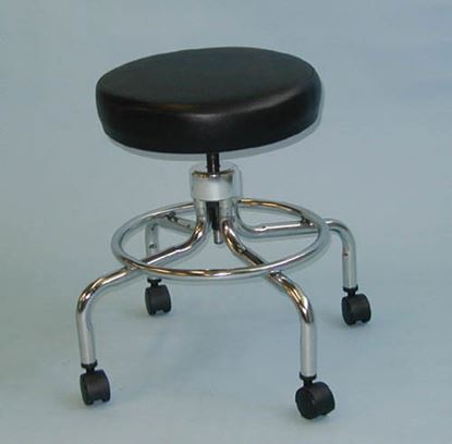 Classic Doctors Stool (Gray) w-o Back w-Foot Ring  Casters