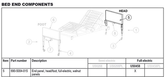 Bed End Panel for -1801B(Each) Walnut