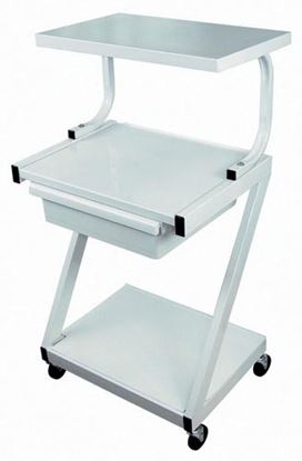 Z-Cart Steel 3-Shelf w-Drawer White