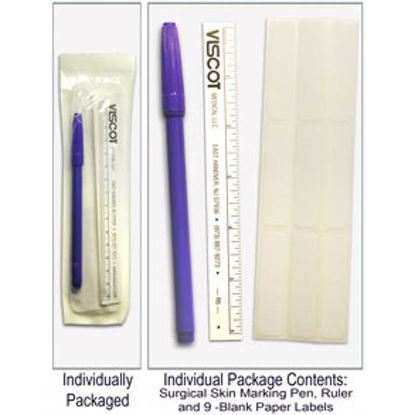 Skin Marking Pen w- 9 Labels  6  Flxble Ruler Sterile